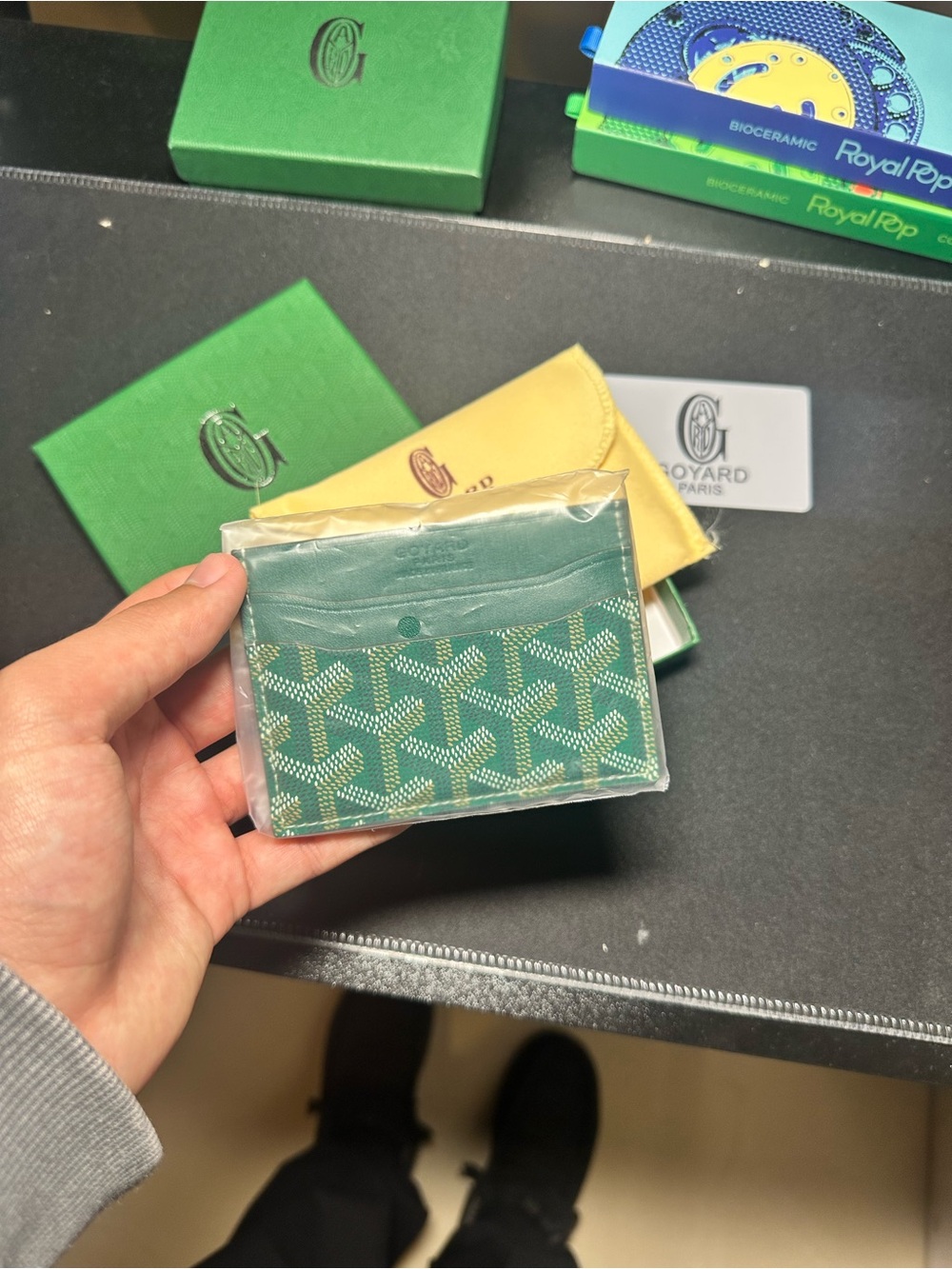 GOYARD Leather Card Holder in Green